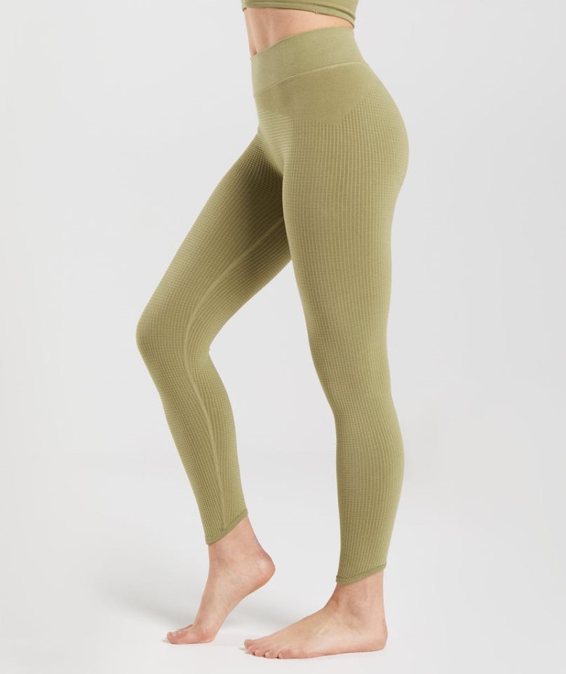 Women's Gymshark Pause Seamless Leggings Olive | NZ 2WVKFA